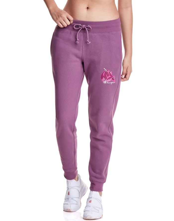 Jogger Champion Mujer - Merlot Artist Series Reverse Weave Embroidered Script & Merlot Logo ( Morada